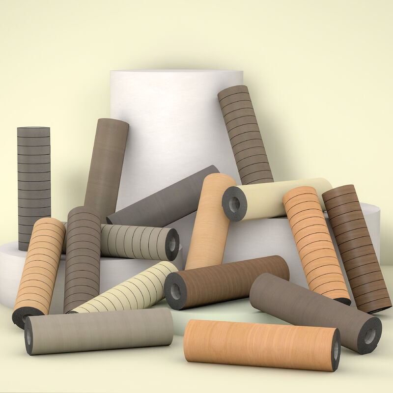 Papier peint en mousse 3D autocollant avec couche antichoc IXPE et motif grain de bois pour isolation thermique